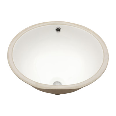 Lavabo de salle de bain circulaire encastré en céramique lisse avec trou d'évacuation 19 po x 16 po