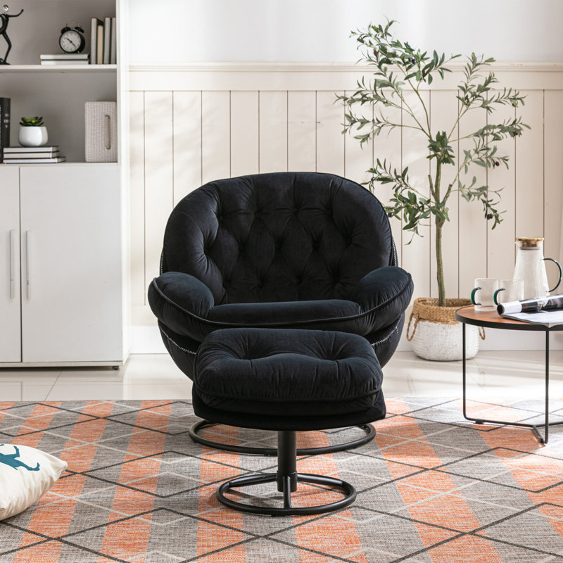 Chaise de salon avec repose-pieds Accent Chair, Noir