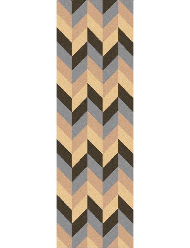 Tapis bleu / beige / noir en laine tissé à la main Crisman, Tapis de couloir 2 pi 6 po x 8 pi