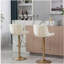 Repose-pieds et base chromés, mécanisme de hauteur réglable en velours + tabouret de bar simple à pieds dorés, 2, beige-439362375