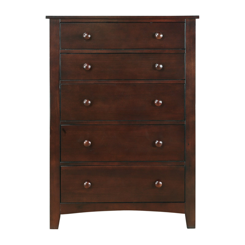 Commode 5 tiroirs Alveta, Cerisier