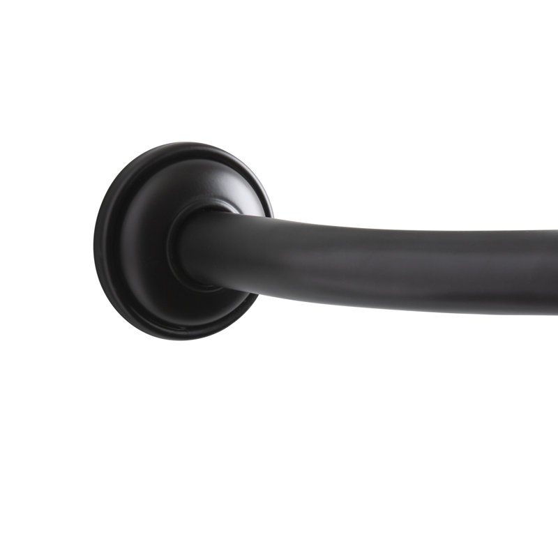 Matte Black Curved Wall Mounted Shower Rod 72"