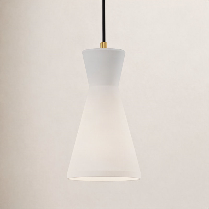 Luminaire suspendu géométrique 1 lumière Langford, Doré vieilli, H 12 po x l 6,38 po x P 6,38 po
