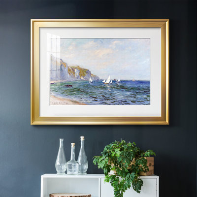 Falaises et voiliers à Pourville, 1882, reproduction d'art encadrée