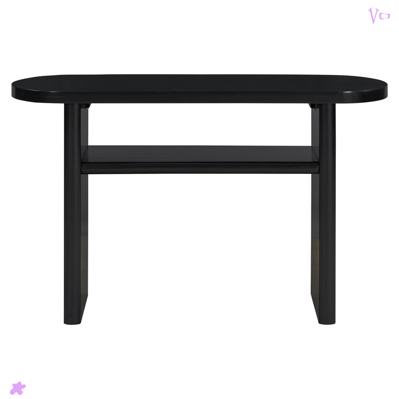 Console Table with Rounded Edges and Sturdy Shelf, Black