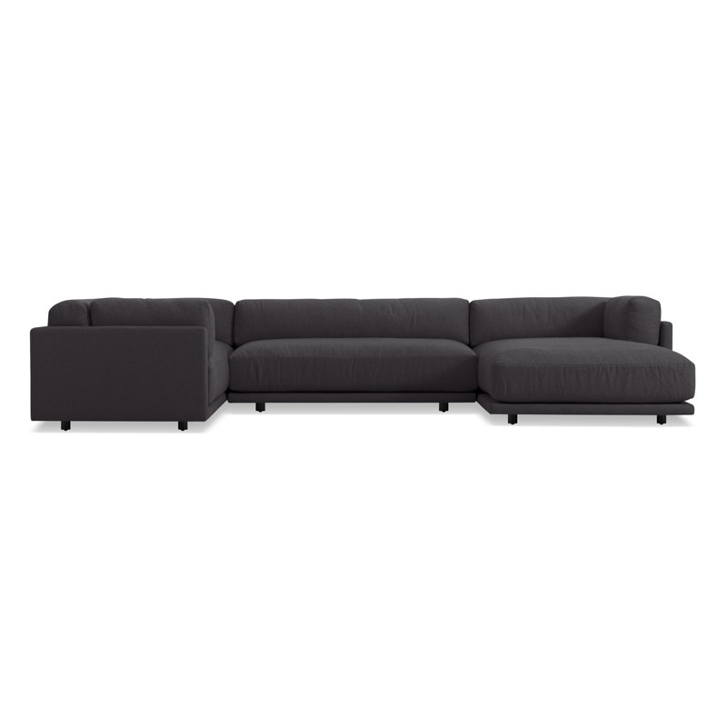 Sunday Sofa & Chaise, Sanford Black Crossweave, Right Hand Facing
