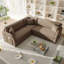 Canapé-lit en L 85,1 po avec lit escamotable, canapé-lit convertible surdimensionné avec poche latérale et port USB, canapé modulaire rembourré Teddy, pour salon, appartement, bureau, brun-129333834