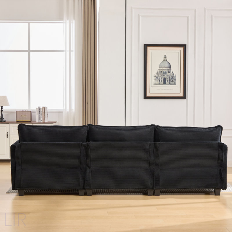 Oversized Modular Sectional Sofa With Movable Ottoman, 4-Seat Modern Corduroy Couch, Convertible L-Shaped Design For Living Rooms And Offices