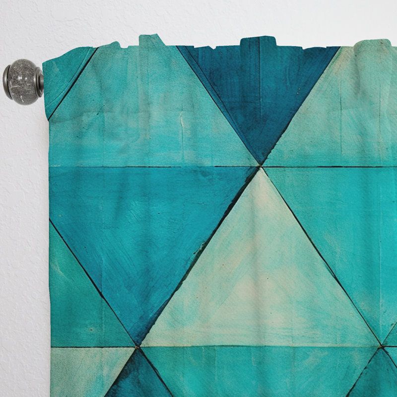 Triangles turquoise - Rideau à formes abstraites - Rideau abstrait obscurcissant - 1 panneau, L 52 po x L 95 po