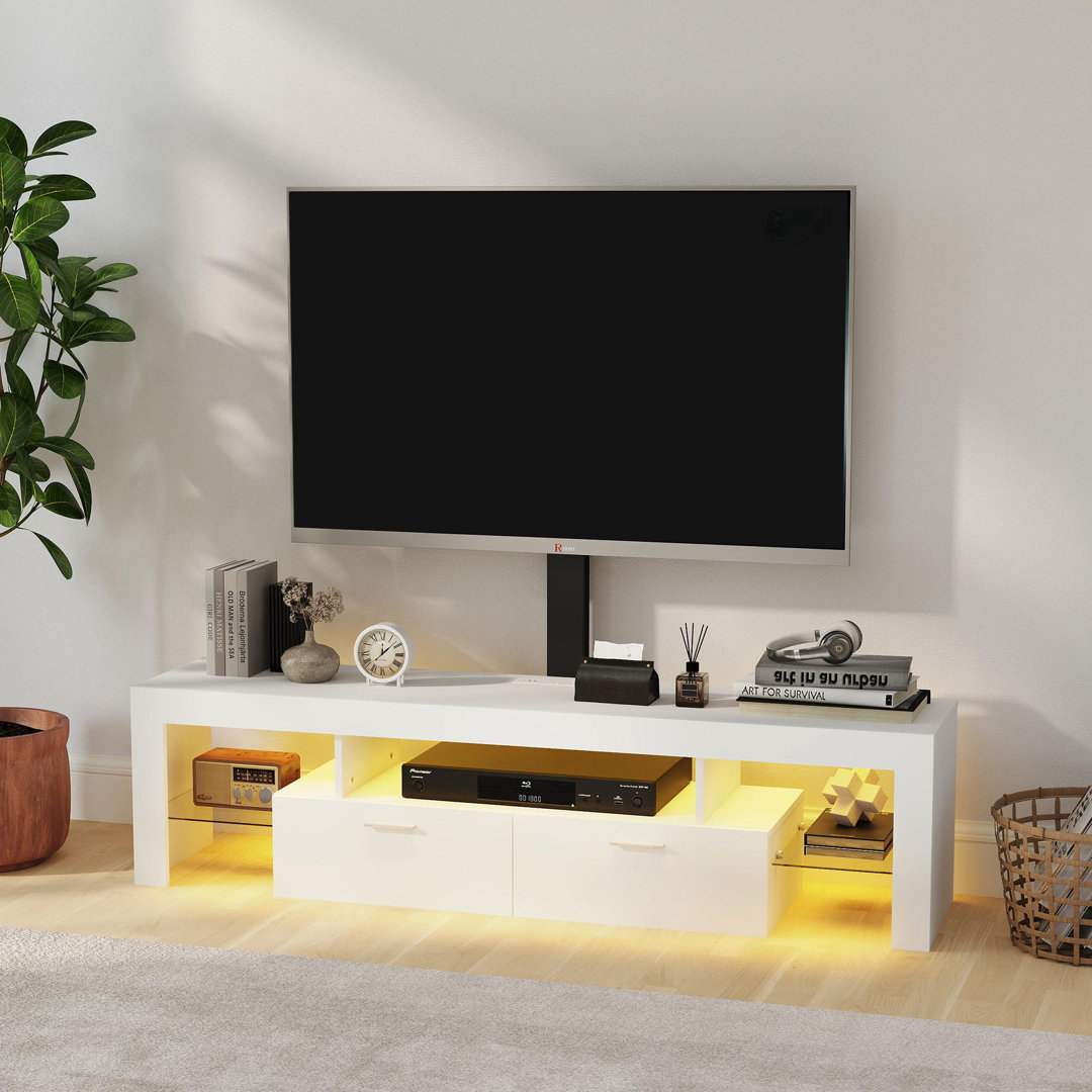 Modern TV Stand with Mount,Television Stands with Led Light for 70 75 Inch TVs Wrought Studio™ 