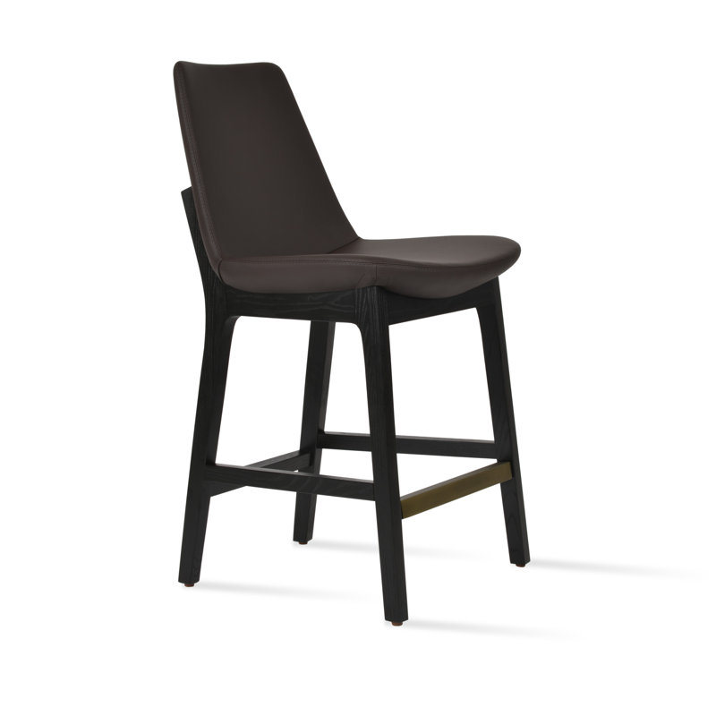 Eiffel Wood Stool, Bar Stool (29” Seat Height), Black/PPM
