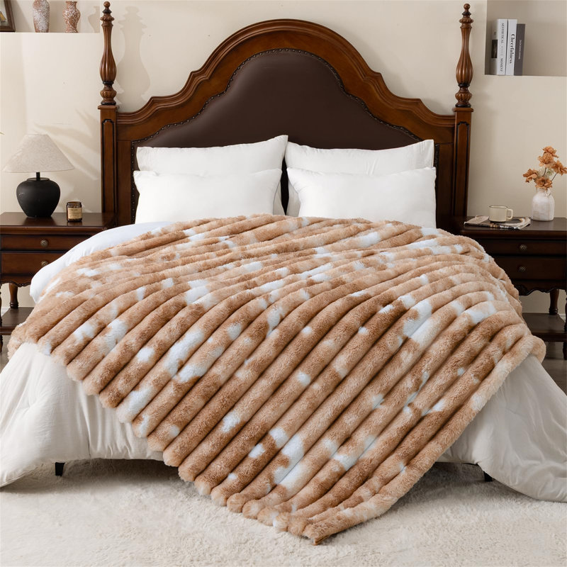 Machine Woven Throw Blanket, Brown