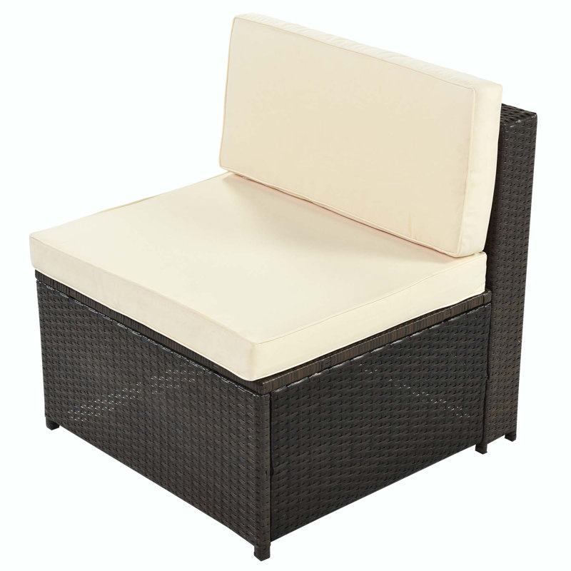 Ensemble de conversation d'extérieur 9 personnes avec coussins Mckale, Beige, Black