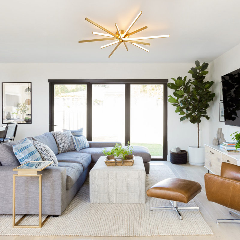 36.6'' Minimalist Linear Bars LED Sputnik Semi Flush Mount