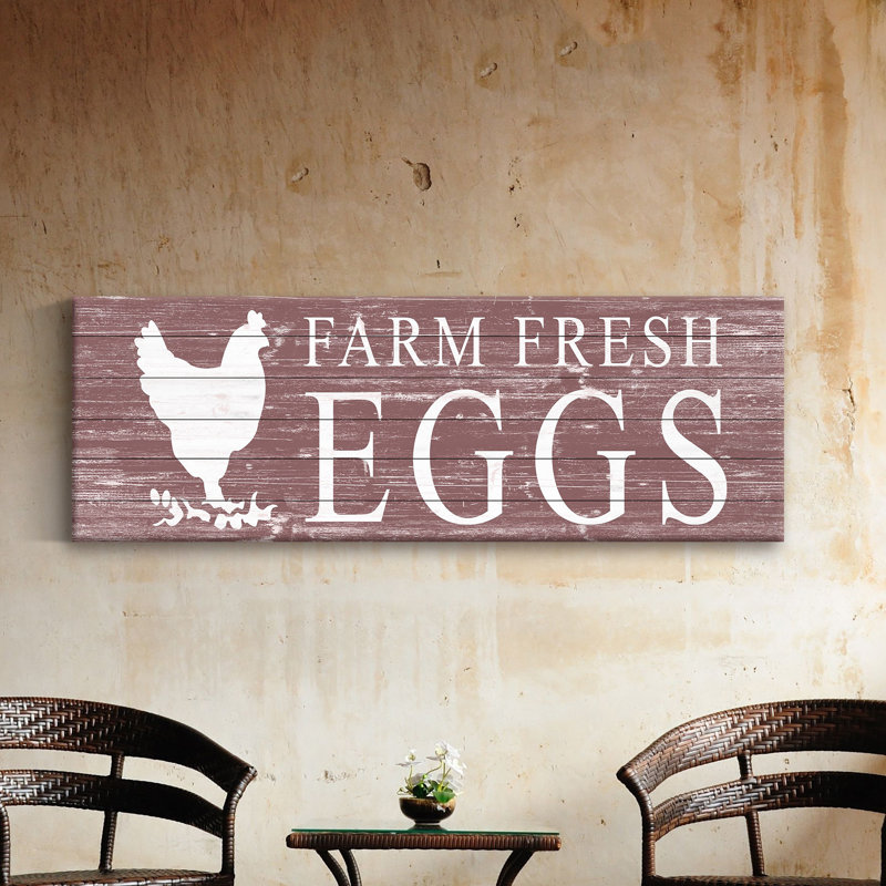 « Oeufs fresh »-sans cadre, art textuel sur bois, H 10 po x l 30 po x 1,5 po