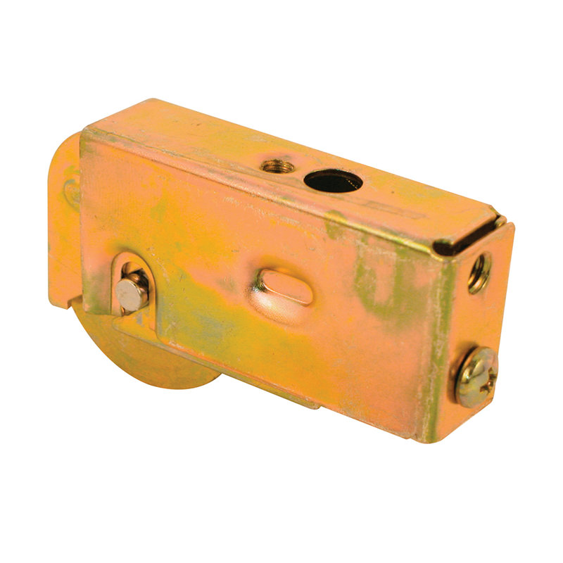 FHC D1594 Sliding Door Roller Assembly, 1-1/2" Concave Roller Diameter, Steel Material, Plain Back Housing Type, Dichromate Finish, Single Pack