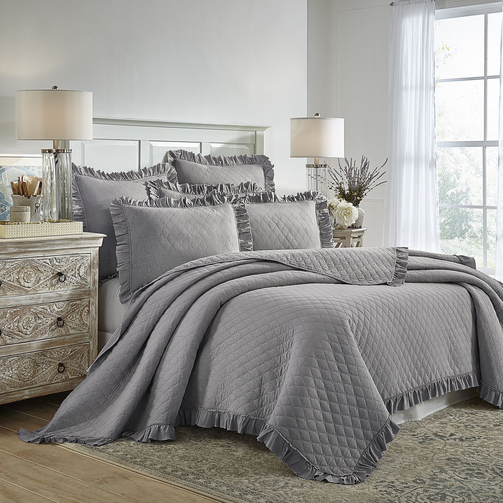 Kilbourne Cotton Quilt Set, King Quilt + 2 Euro Shams