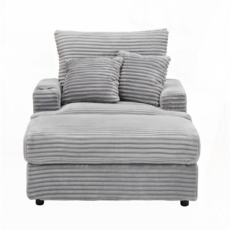 39-inch Spring upholstered armchair and Ottoman set - comfortable single sofa, Gray