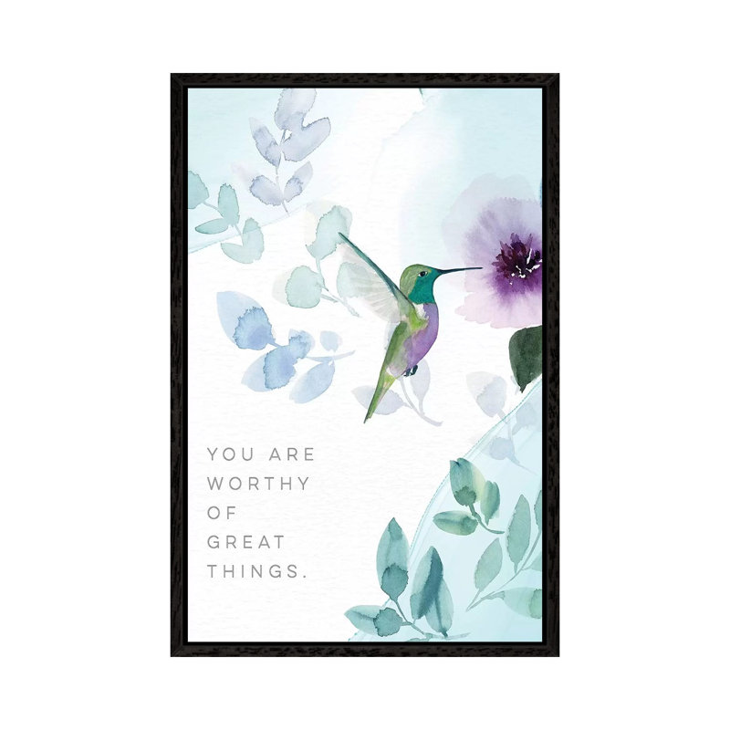 You Are Worthy by Stephanie Ryan - Print on Canvas, 101.6cm H x 66.04cm W x 3.81cm D, Black Floater Framed