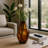Decorative Geometric Glass Vase for Home Decor – Sculptural Flower Vase Perfect for Table Decor, Office Accent, or Living Room Styling – 12", Brown