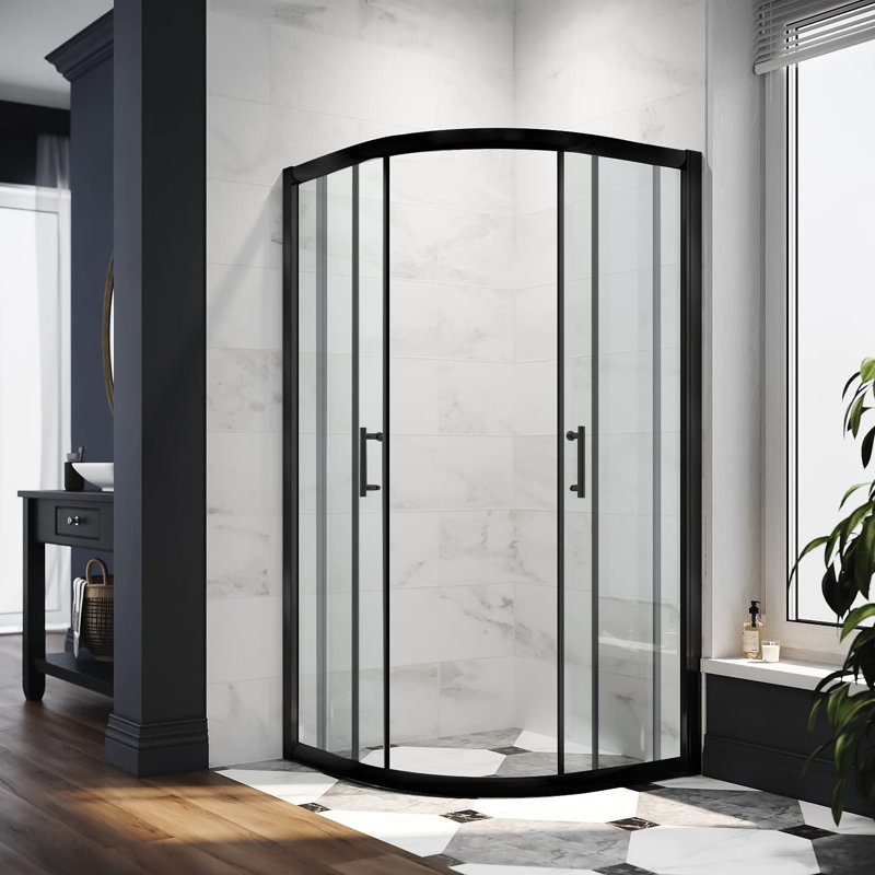36" - 36" W x 72" H Double Sliding Framed Round Shower Enclosure with 1/4" Clear Tempered Glass