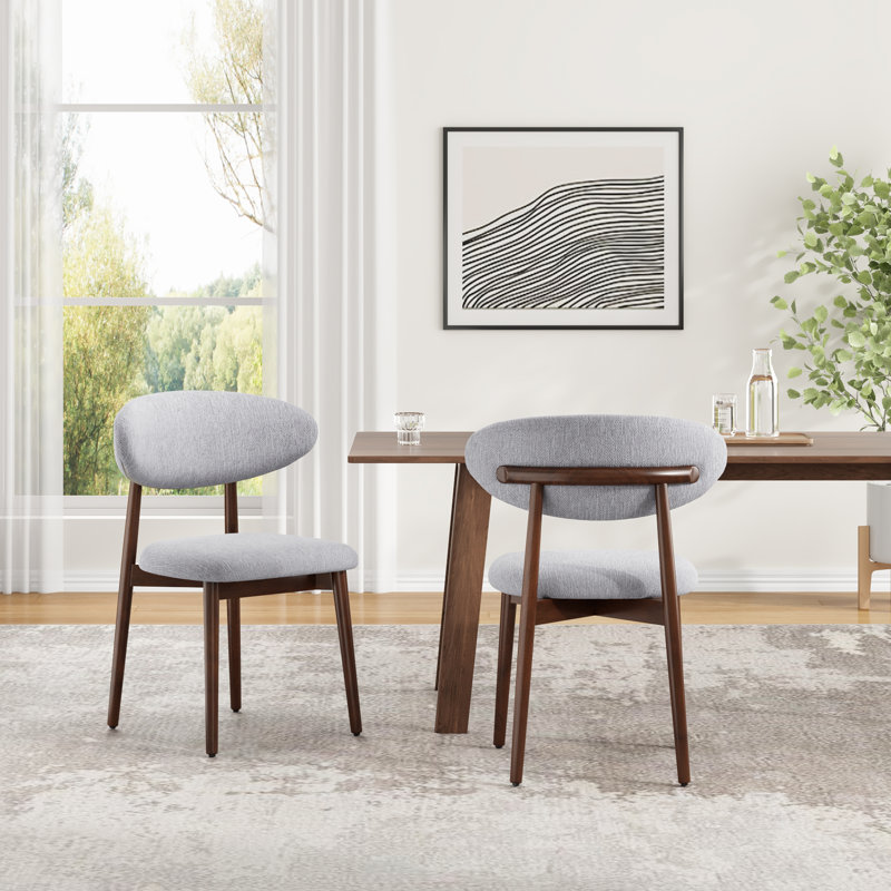 Chaise rembourrée en bois massif, Gris clair