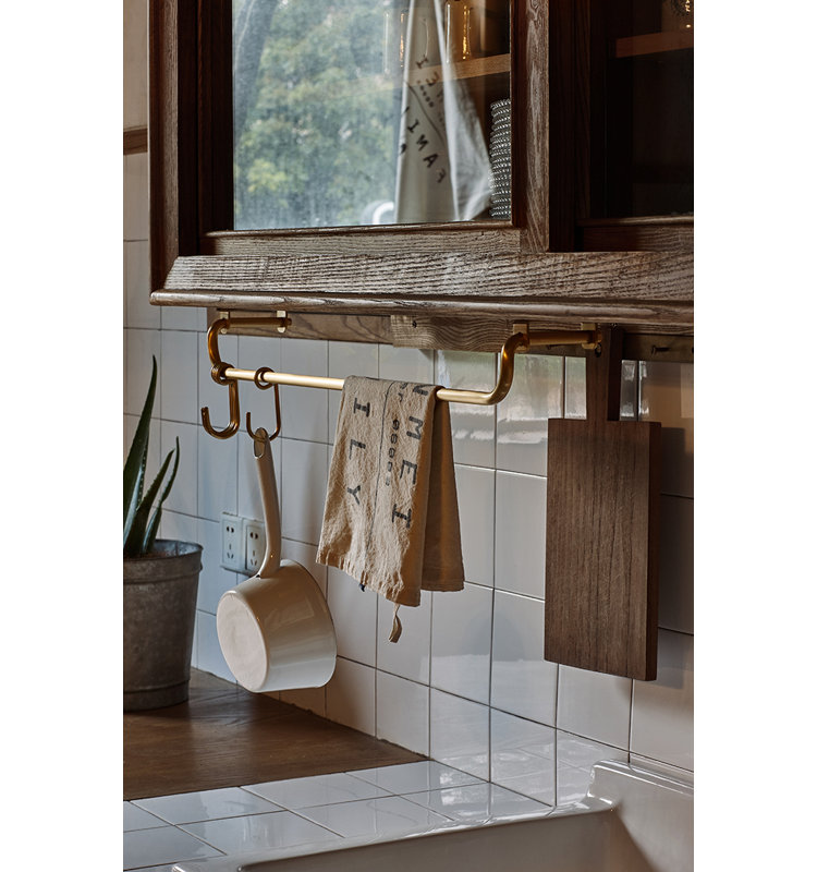 Rustic Solid Brass Kitchen Utensil Rail