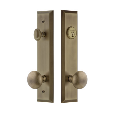 Fifth Avenue Tall Plate Complete Entry Set with Single Cylinder Deadbolot and Fifth Avenue Knob