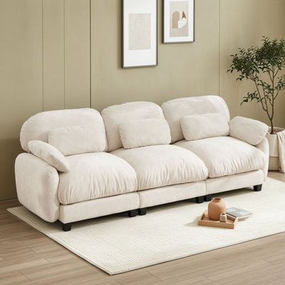 3-Seat Sofa with Lumbar Pillows and Cushions