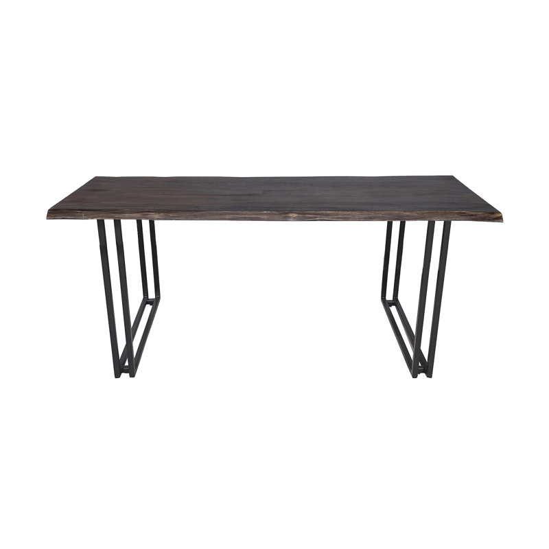 Rayza Solid Wood Top Metal Base Dining Table