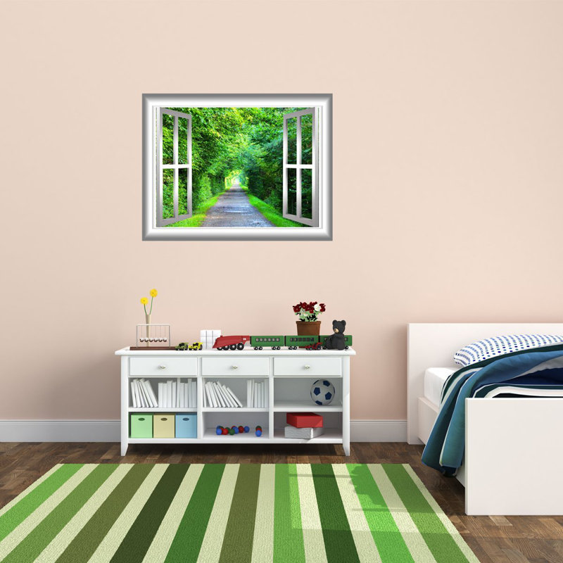 Décalcomanie murale en bois vert forestier 3d, H 28 po x l 36 po x P 0,01 po