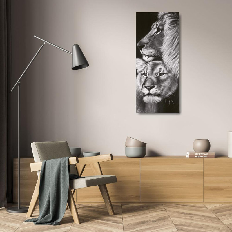 Lion et lionne, H 24 po x l 10 po