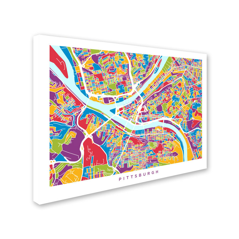 « pittsburgh pennsylvanie street map », impression sur toile tendue, H 35 po x l 47 po x P 2 po