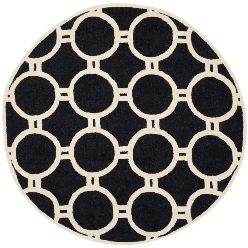 Sanyla Hand Tufted Wool Geometric Rug, Round 6'