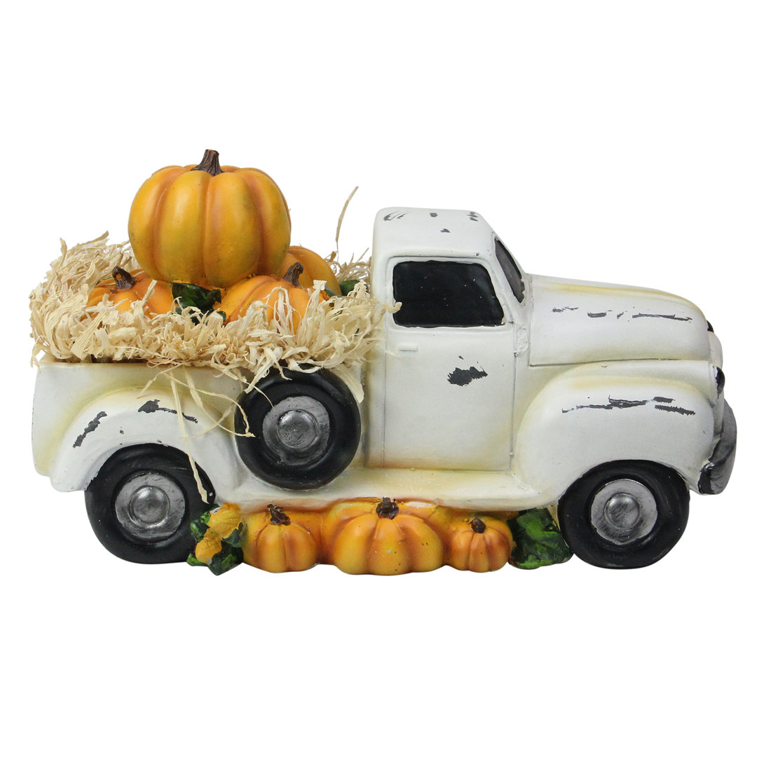 11.25" Truck Full of Pumpkins and Hay Thanksgiving Table Top Figure Northlight Seasonal
