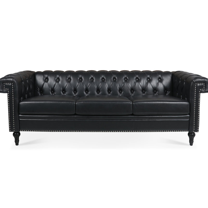 83,48 pouces pour 3 sièges, coussins amovibles, tissu en cuir d'unité centrale, rembourrage élevé, structure en bois massif, siège de style moderne, accoudoir carré, coussin à rebond élevé, classique