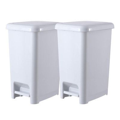 Poubelle avec pédale Superio Slim - poubelle à pédale de 16 gallons, poubelle, petite poubelle pour salle de bain, cuisine, bureau, patio ou cour arrière - fumée blanche (paquet de 2)