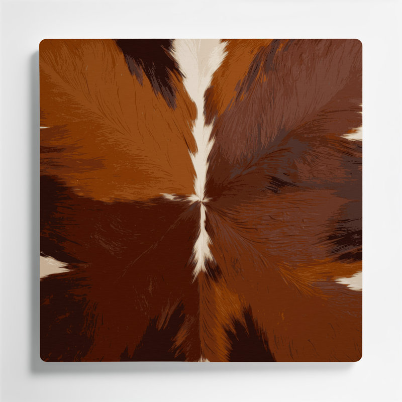 «Southwestern Cowboy Cowhide Motif 63», art mural en métal brun, H 12 po x l 12 po