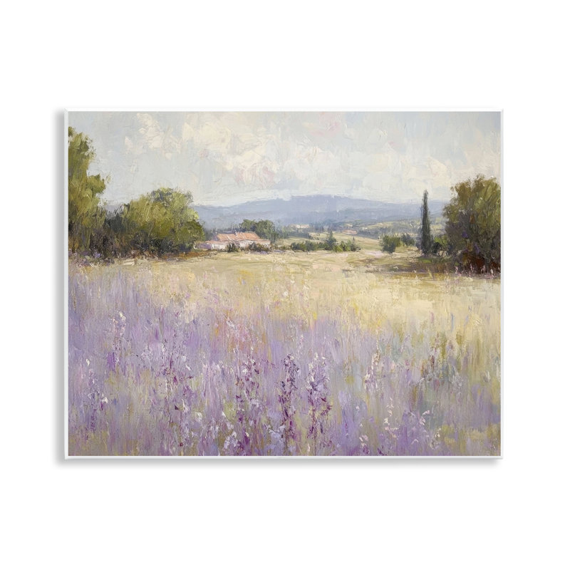 Plaque murale Lavande Farmland Meadow, design par Petal Prints Design