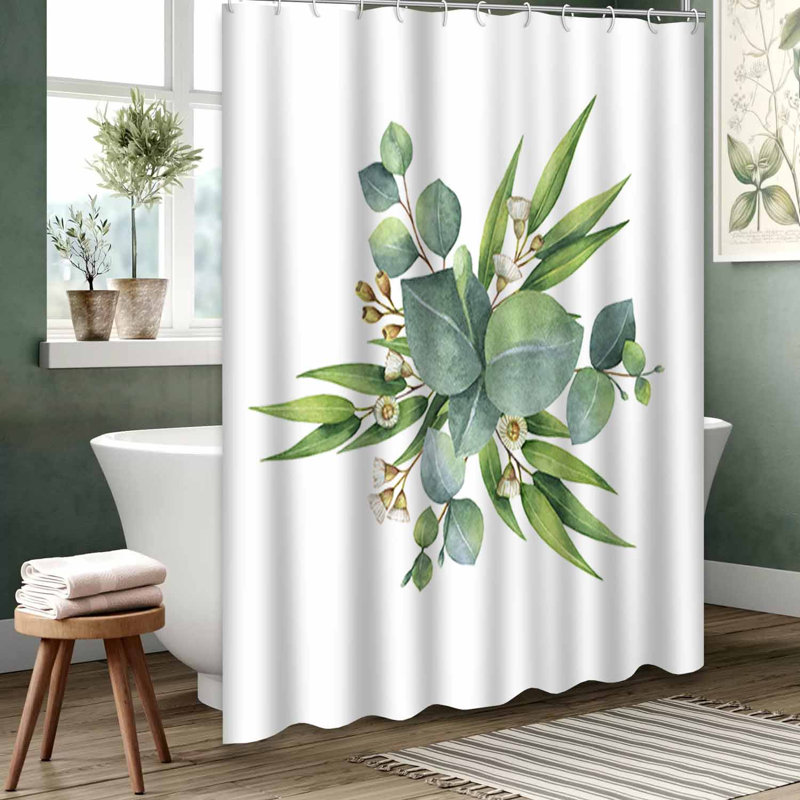 Rideau de douche vert imperméable, rideaux de douche pour la salle de bain avec 12 crochets, 72" L x 78" W