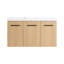 Meuble-lavabo flottant mural 36 po avec lavabo blanc brillant et chêne clair, configuration de rangement modulaire à 3 portes