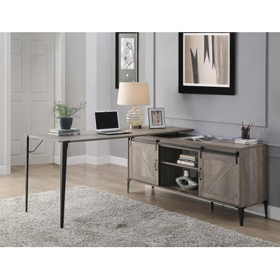 Zakwani Writing Desk, Gray Oak & Black Finish OF00001