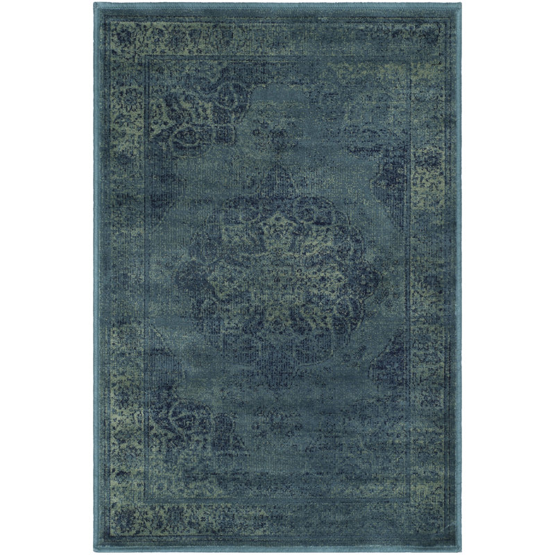 Evanoff Oriental Blue/Multi Area Rug, Rectangle 2' x 3'