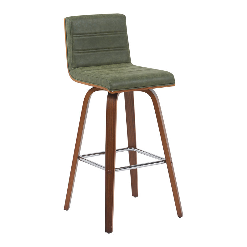 Biance Wood Swivel Bar & Counter Stool, Green, Bar Stool (30" Seat Height), Brown