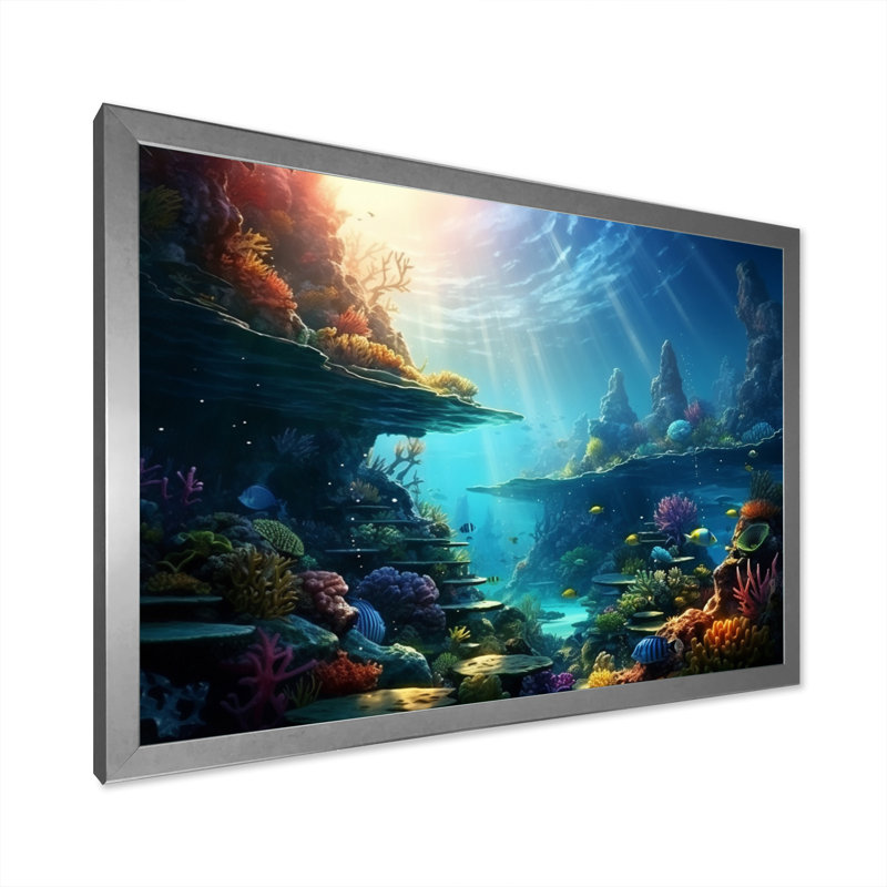 Paysage de corail II sur toile, H 34 po x l 44 po x P 1,5 po, Cadre photo argenté
