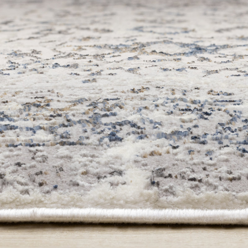 Tapis d'intérieur traditionnel gris et blanc Daiji, Rectangle 5 pi 3 po x 7 pi 7 po