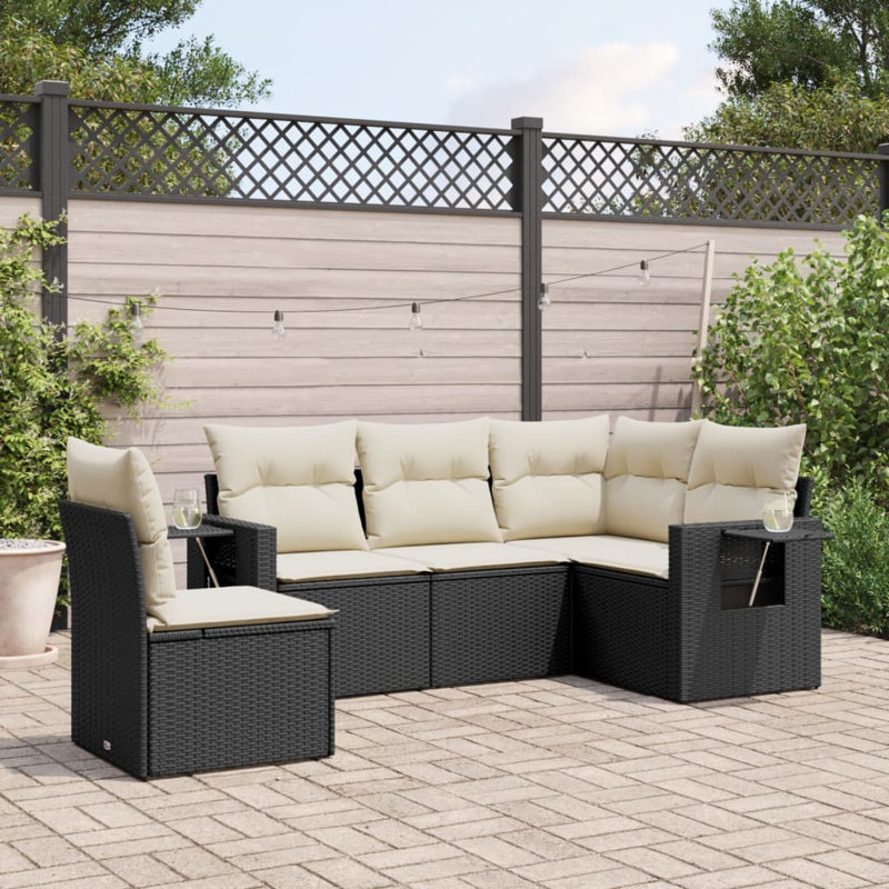 Ensemble de canapé de jardin en rotin PE 5 pièces Vidaxl