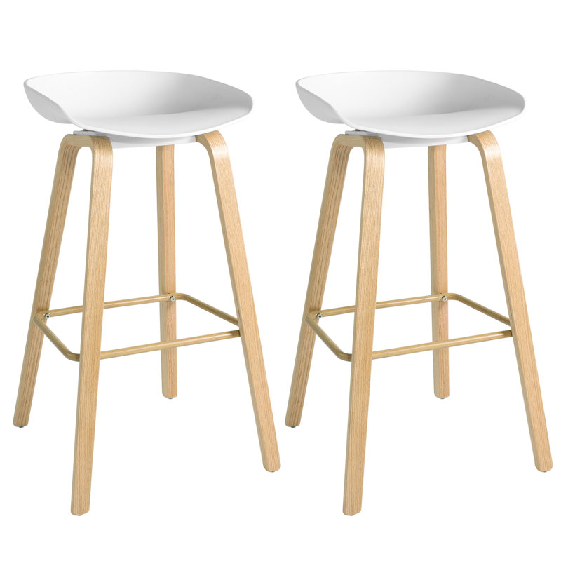 Tabouret 28,7 ", Blanc/chêne