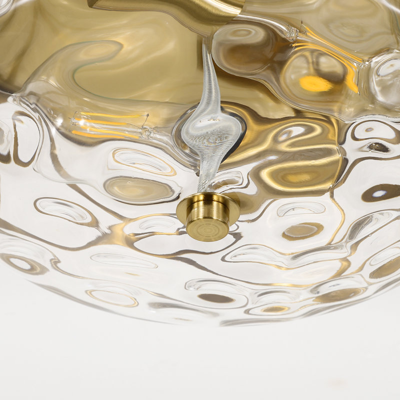 Plafonnier encastré 2 lumières avec verre martelé Alixandra, Doré, L 11,81 po x l 11,81 po x H 5,9 po