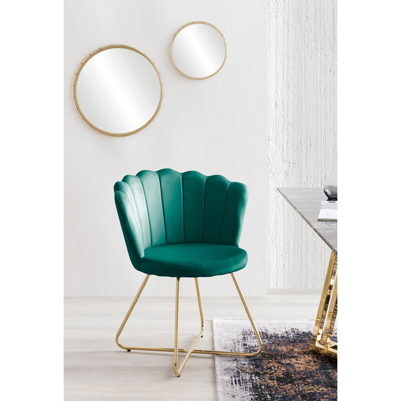 Rejendra 47cm H Upholstered Metal Upholstered Back Parsons Chair, Green
